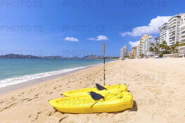 Mexico, Acapulco resort beaches and scenic ocean views near Zona Dorada Golden Beach zone, Central America