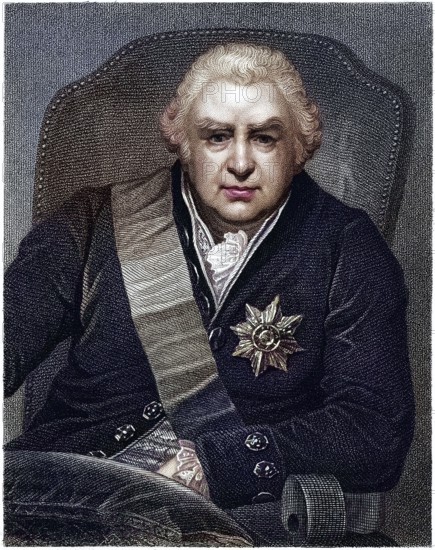 Sir Joseph Banks, 1st Baronet (born 13 February 1743 in London, died 19 June 1820) was a British naturalist, especially botanist, who accompanied James Cook on his first voyage around the world (1768-1771) in the mid-18th century, Historic, digitally restored reproduction from a 19th century original, Record date not stated