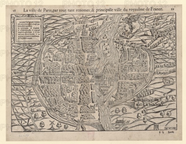 City map of Paris in 1568, France, reproduction from a model from that time, historical, digitally enhanced, Europe