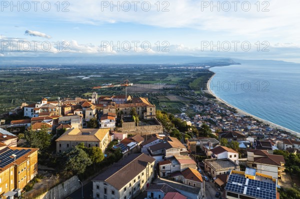 Nicotera from a drone, Vibo Valentia, Calabria, Italy, Europe
