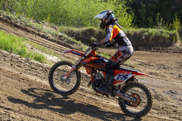 Motocross rider on the motocross track in Walldorf, Baden