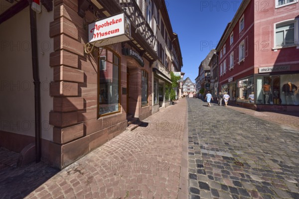 Pharmacy museum with nose sign in the main street in Miltenberg, Lower Franconia, district of Miltenberg, Bavaria, Germany, Europe