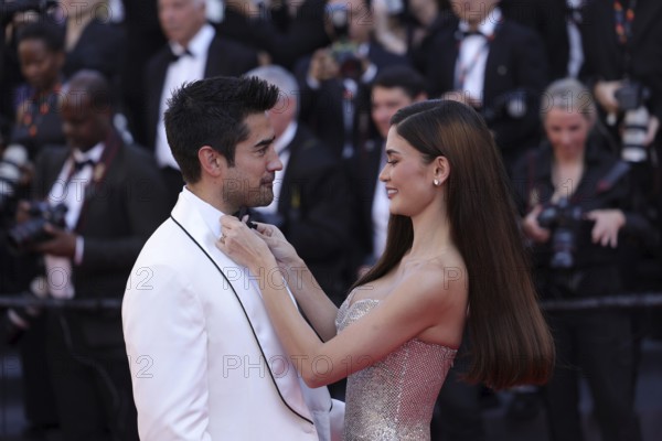 Cannes, France, 25 May 2024: Jeremy Jauncey and Pia Wurtzbach Jauncey at the closing ceremony on the red carpet of the Palais des Festivals during the 77th Cannes International Film Festival. The 77th Cannes International Film Festival will take place from 14 to 25 May 2024, Europe