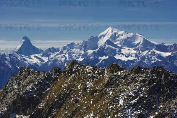 Mountain landscape with Matterhorn, Tourism, Travel, Valais, Switzerland, Europe