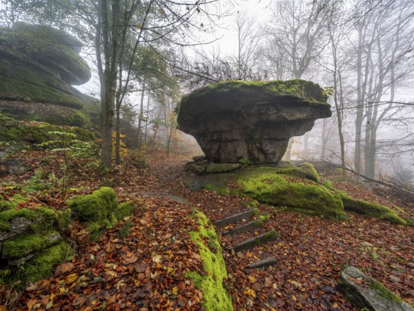 Devil's Table rock formation, Großer Waldstein, Fichtelgebirge, Upper Franconia, Franconia, Bavaria, Germany, Europe