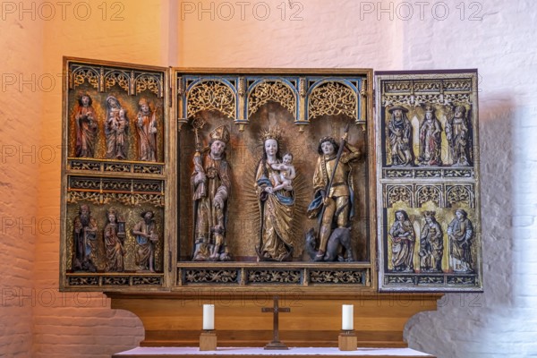 Altar in the Church of the Holy Spirit in the Hanseatic city of Wismar, Mecklenburg-Western Pomerania, Germany, Europe