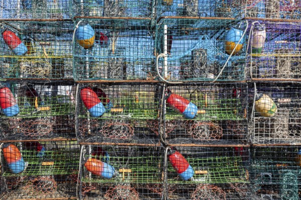Shell Beach, Louisiana - Traps for blue crabs on a dock in St. Bernard Parish, southeast of New Orleans