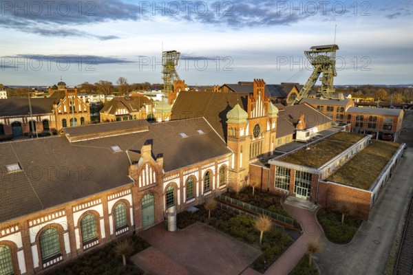 The disused coal mine and museum Zeche Zollern in Dortmund seen from the air, North Rhine-Westphalia, Germany, Europe