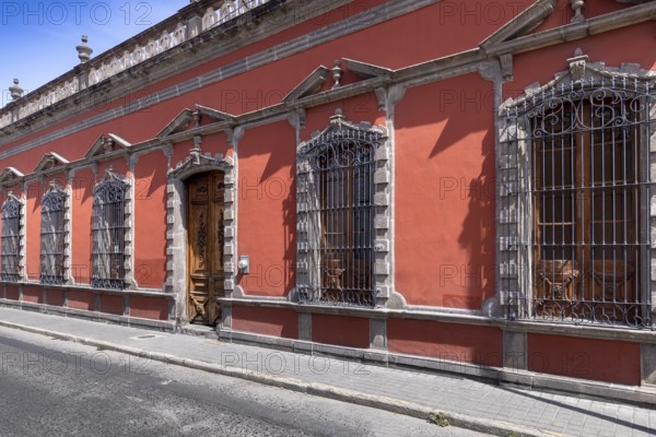 Mexico, colorful colonial Guadalajara houses in historic center near Guadalajara Cathedral, Central America