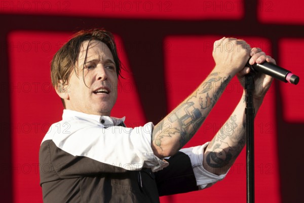 Adenau, Germany, 8 June 2024: Billy Talent (Benjamin Kowalewicz, singer) play at Rock am Ring. The festival takes place at the Nürburgring race track near the town of Adenau from 7 to 9 June 2024, Europe