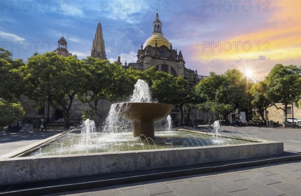 Mexico, Guadalajara Cathedral Basilica in historic center near Plaza de Armas and Liberation Square, Central America