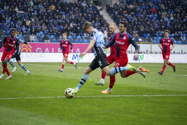 Football 3rd division, season 2024/25, matchday 24: Waldhof Mannheim vs Hansa Rostock***Dynamic start by Sascha Voelcke (2, Mannheim)