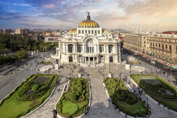Landmark Palace of Fine Arts (Palacio de Bellas Artes) in Alameda Central Park near Mexico City Zocalo Historic Center