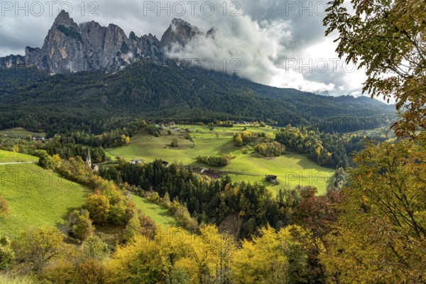 Autumn on Mount Sciliar in Siusi allo Sciliar, South Tyrol, Italy, Europe