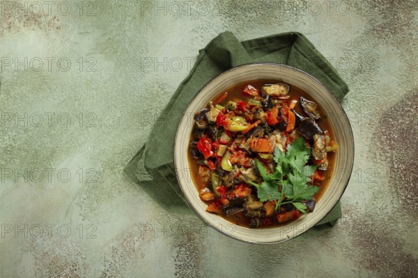 Ajapsandali, cold appetizer, vegetable stew, stewed vegetables, Caucasian cuisine