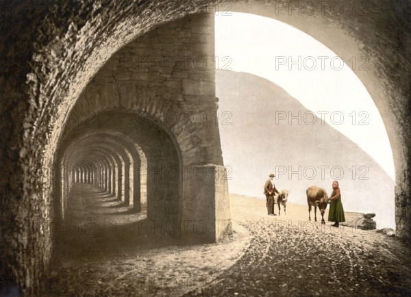 Simplonpass, Wintergalerie, Wallis, Alpen, Schweiz / Simplon Pass, Winter Gallery, Valais, Alps, Switzerland, Historic, digitally restored reproduction from a 19th century original, Record date not stated, Europe