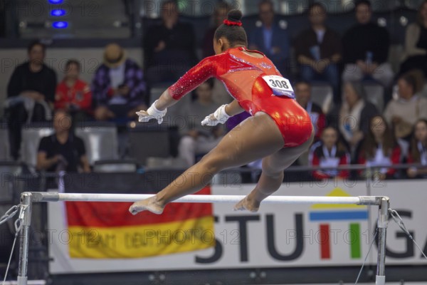 EnBW DTB-Pokal Stuttgart 2025, Mixed Cup***Gabrielle Black Canada warming up on uneven bars