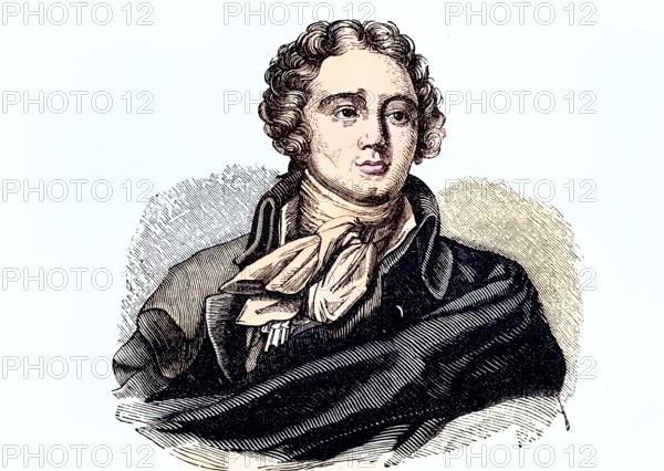 Antoine Pierre Joseph Marie Barnave, 22 October 1761 - 29 November 1793, French politician, and, together with Honore Mirabeau, one of the most influential orators of the early part of the French Revolution / Antoine-Pierre-Joseph-Marie Barnave, 22. Oktober 1761 - 29. November 1793, französischer Politiker während der Französischen Revolution, Historisch, historical, digital improved reproduction of an original from the 19th century / digitale Reproduktion einer Originalvorlage aus dem 19. century