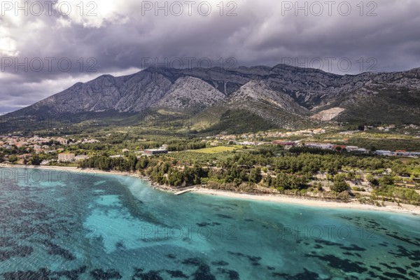 Tristenika beach and the landscape near Orebic seen from above, Peljesac peninsula, Croatia, Europe