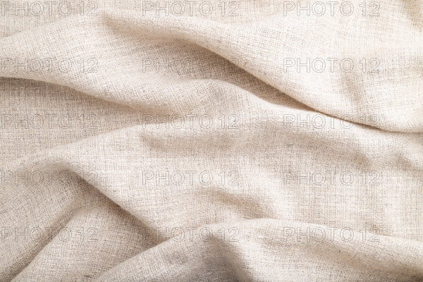 Fragment of white linen tissue. Side view, natural textile background and texture. wave concept, abstract