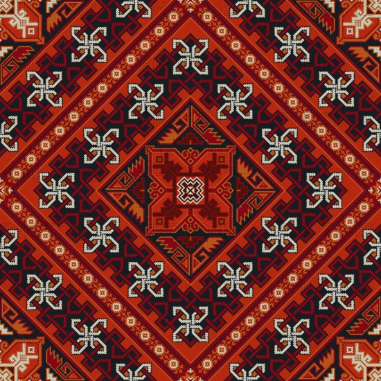Traditional Georgian folk art embroidery vector pattern