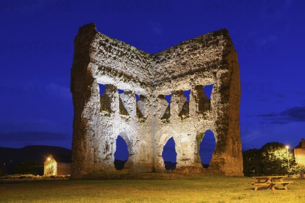 Temple of Janus, first-century tower, blue hour, blue hour, Autun, Saône-et-Loire department, Bourgogne-Franche-Comté region, Burgundy, France, Europe