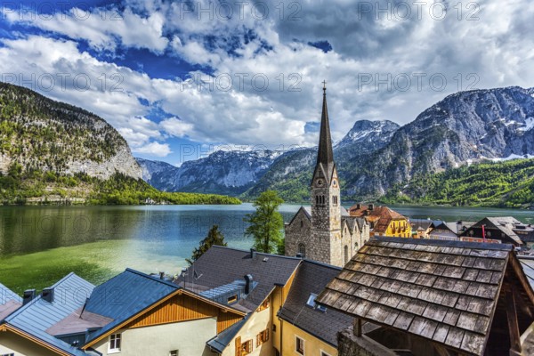 Austrian tourist destination Hallstatt village on Hallstatter See in Austrian alps. Salzkammergut region, Austria, Europe