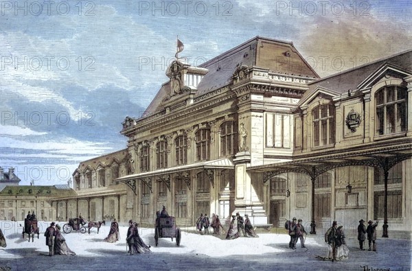 The Railway Station of Orleans, 1869, France, Historic, digitally restored reproduction of an original 19th century painting, exact original date not known, Europe