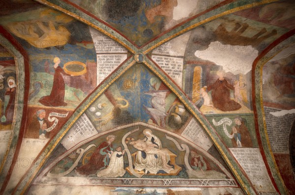 Frescoes in the cloister, Cathedral of the Assumption of Mary and St. Cassian, Bressanone Cathedral, Bressanone, South Tyrol, Trentino, Italy, Europe