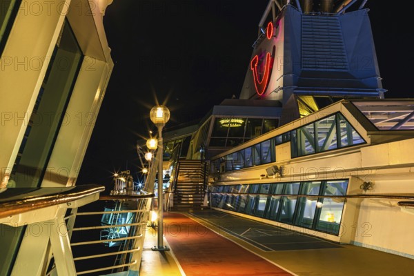 TUI Marella Discovery Cruise Ship at night, Majorca, Spain, Europe