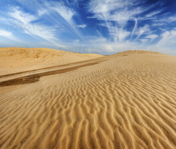 Desert sand dunes on sunrise, Mui Ne, Vietnam, Asia