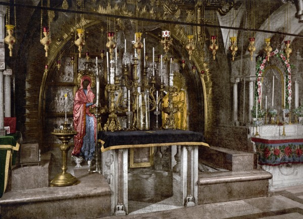 Der Kalvarienberg und der griechische Altar, Jerusalem, Heiliges Land, Israel, ca. 1890, Historic, digitally restored reproduction from a 19th century original, The Calvary and the greek altar, Holy Land, 1890, Historic, digitally restored reproduction from a 19th century original, Asia