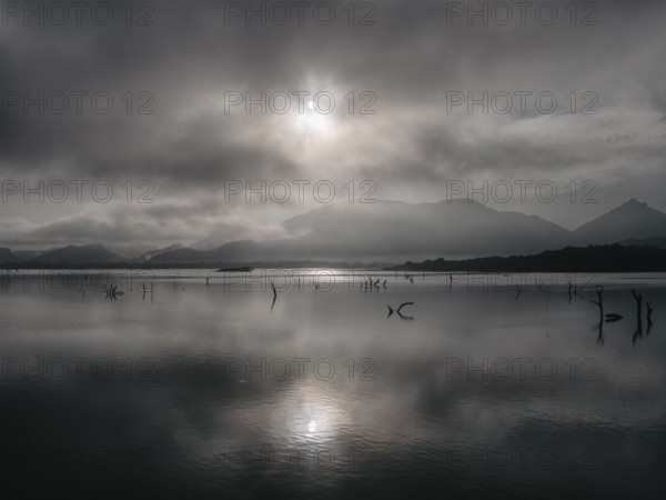 Morning mist and clouds, Kandalama Lake, Dambulla, Sri Lanka, Asia