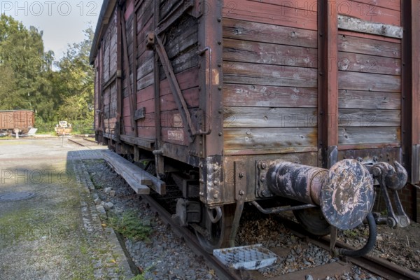 Old railway wagon, siding, North Rhine-Westphalia, Germany, Europe