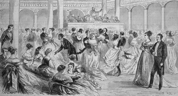 The Annual Domestic Servants' Ball, 1869, Paris, France, Historic, digitally restored reproduction of a 19th century original, exact original date unknown, Europe