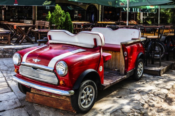 Alstadtgasse with motorised seating in the restaurant, Budva, Montenegro, Budva, Montenegro, Europe