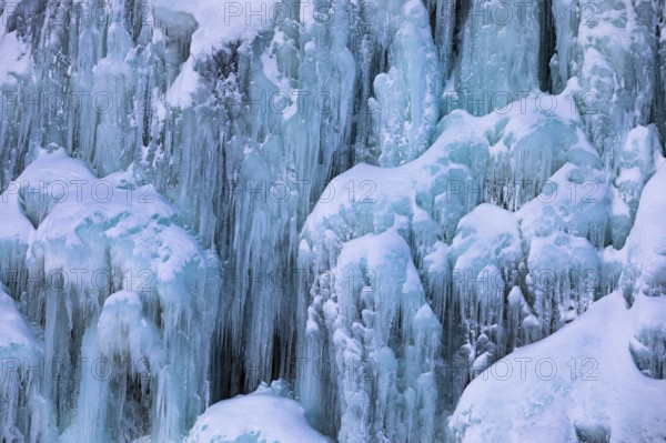 Frozen waterfall, Öxarafoss, Thingvellir National Park, Golden Circle, Sudurland, Iceland, Europe
