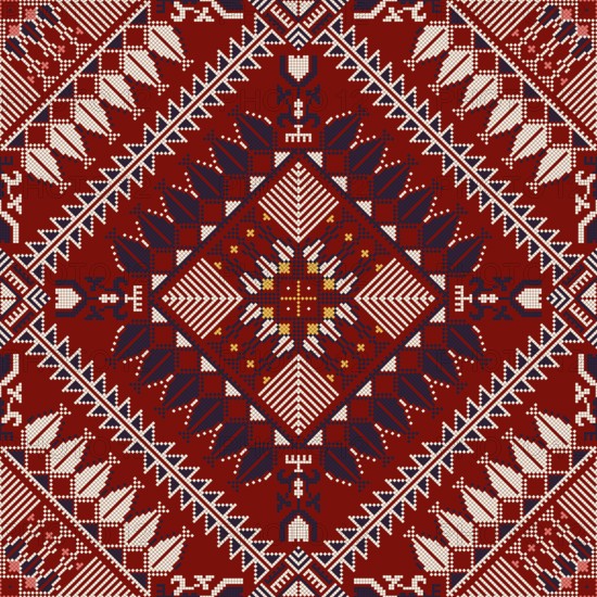 Embroidery Tatreez pattern, Palestinian fashion vector ornament