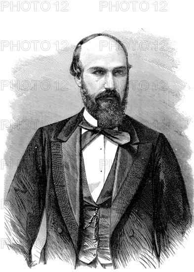 Santos Gutierrez, President of Colombia, José Santos Gutiérrez Prieto was a Colombian statesman and soldier, who became president of the Sovereign State of Boyacá, and later elected as president of the United States of Colombia for the term of 1868-1870, Historic, digitally restored reproduction of a 19th century original, exact original date unknown
