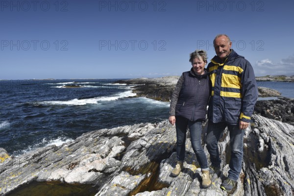 Couple, seniors on the Atlantic coast in Norway