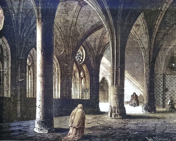 The Cloister of Constance Cathedral, 1869, Germany, Historic, digitally restored reproduction of a 19th century original, Europe