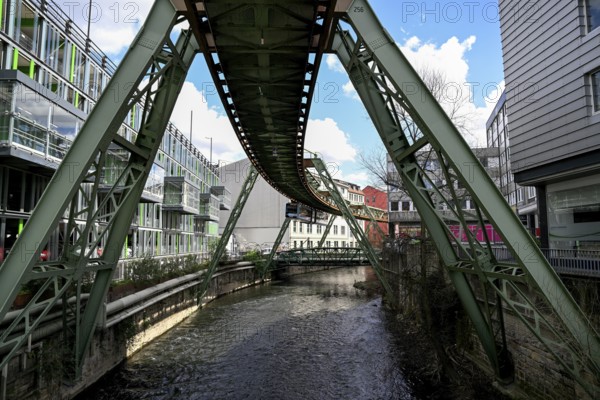 Suspension railway over the Wupper, Elberfeld district, Wuppertal, Bergisches Land, North Rhine-Westphalia, Germany, Europe