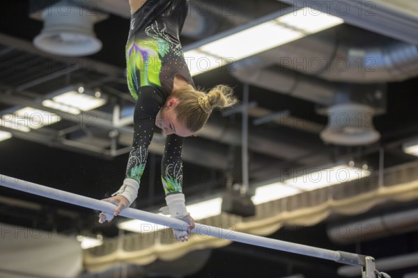 German Gymnastics League (Bundesliga) for woman, 1st competition day 2025 in Mannheim***Karina Schönmaier (TSV Tittmoning-Chemnitz) on uneven bars