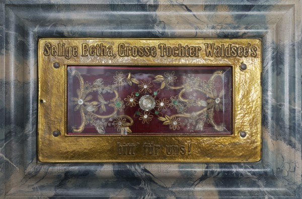 Reliquary of Blessed Betha, Good Beth, Elisabeth Bona, St Peter's Collegiate Church, Bad forest lake, Upper Swabia, Baden-Württemberg, Germany, Europe