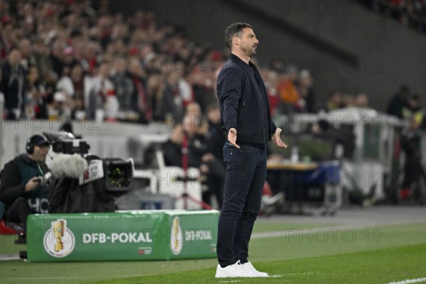 Coach Coach Zsolt Löw RasenBallsport RB Leipzig RBL Gesture Gesture TV camera Semi-final, DFB Cup, MHPArena, MHP Arena Stuttgart, Baden-Württemberg, Germany, Europe