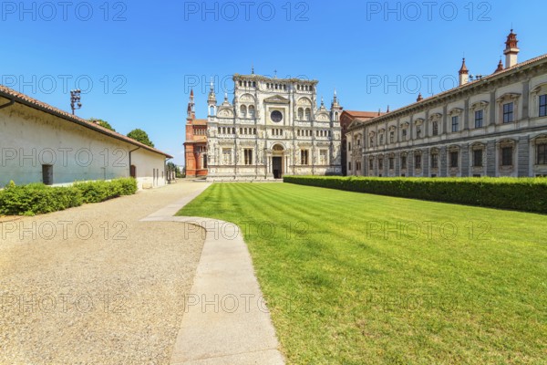 Abbey church, Certosa di Pavia monastery, Certosa di Pavia, Lombardy, Italy, Europe
