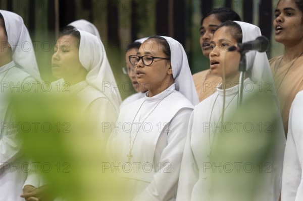 Nuns offer ceremonial tribute in honour of Pope Francis in Guwahati, Assam, India on April 26, 2025. Pope Francis was the head of the Catholic Church, who died on Monday at the age of 88