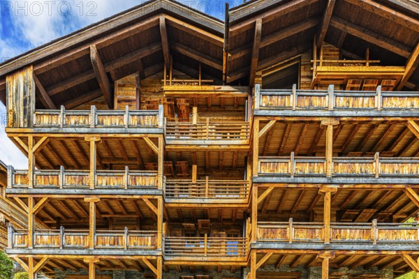 Holiday flats in a wooden chalet, Grimentz, Val d'Anniviers, Valais Alps, Canton Valais, Switzerland, Europe