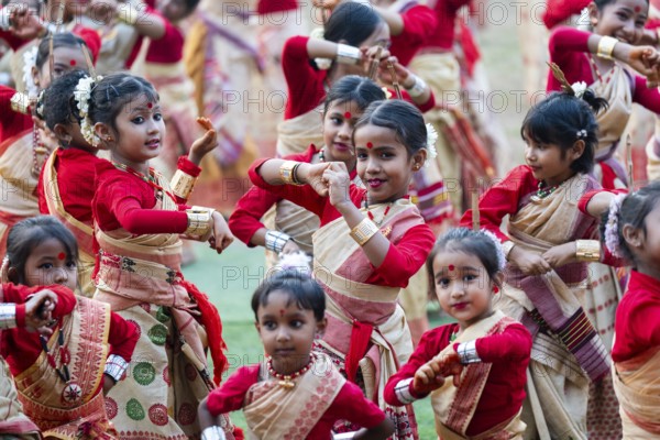 Paricipants in a Bihu dance workshop ahead of Rongali Bihu Festival, in Guwahati, India on 8 April 2025