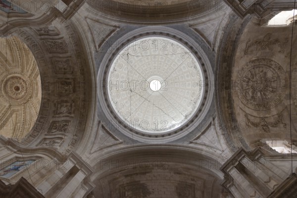 View into the dome of the Cathedral of the Holy Cross above the sea, Catedral de Santa Cruz sobre las Aguas, Cádiz, Spain, Europe